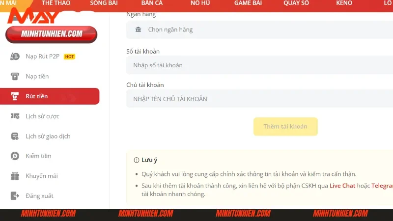 Các cách rút tiền May88 